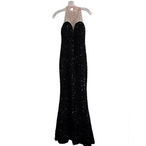 Stunning Black Sequin Backless Dress Size Small  Formal Prom Banquet